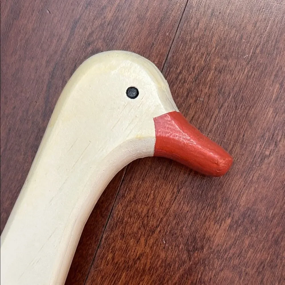 Vintage Handcrafted Wooden Duck Figurine Mounted on a Wooden Box